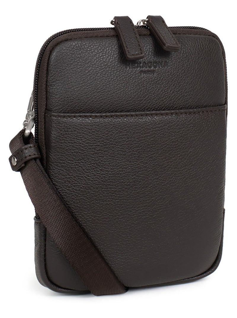 Sacoche  Cuir CONFORT Marron foncé - Kiabi