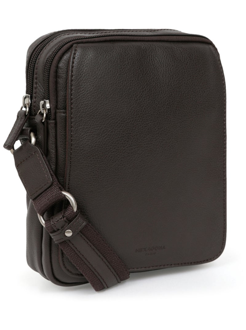 Sacoche  Cuir CONFORT Marron foncé - Kiabi