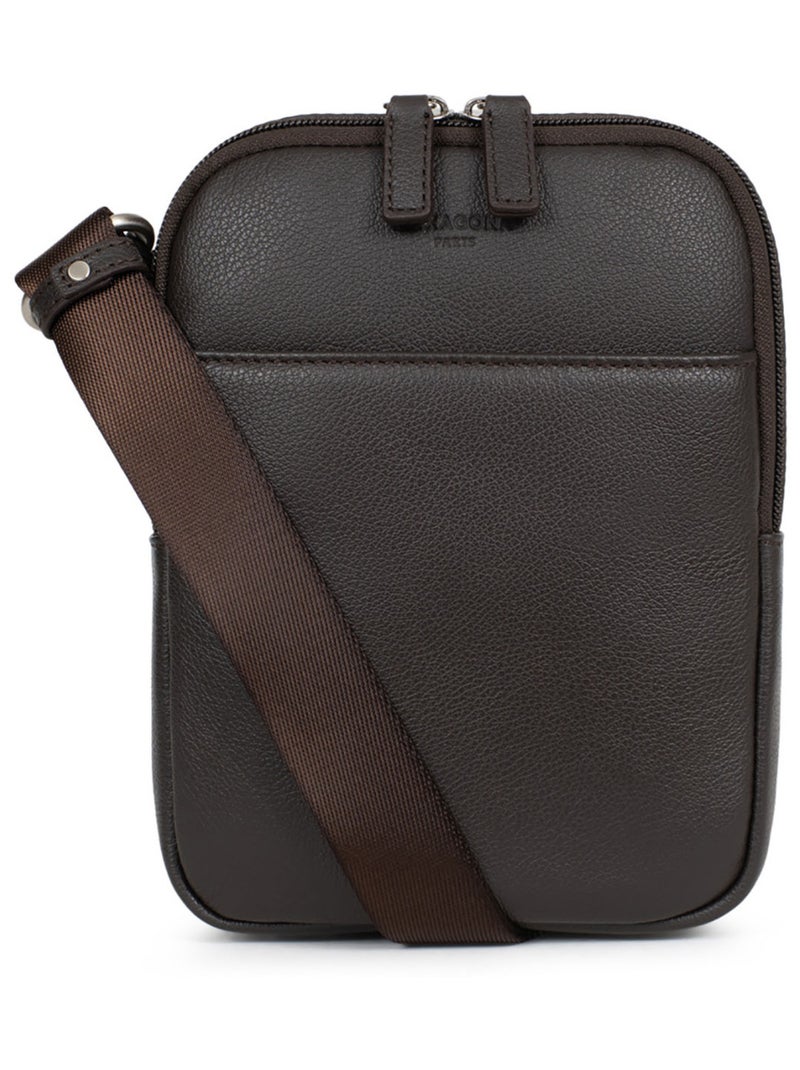 Sacoche  Cuir CONFORT Marron foncé - Kiabi