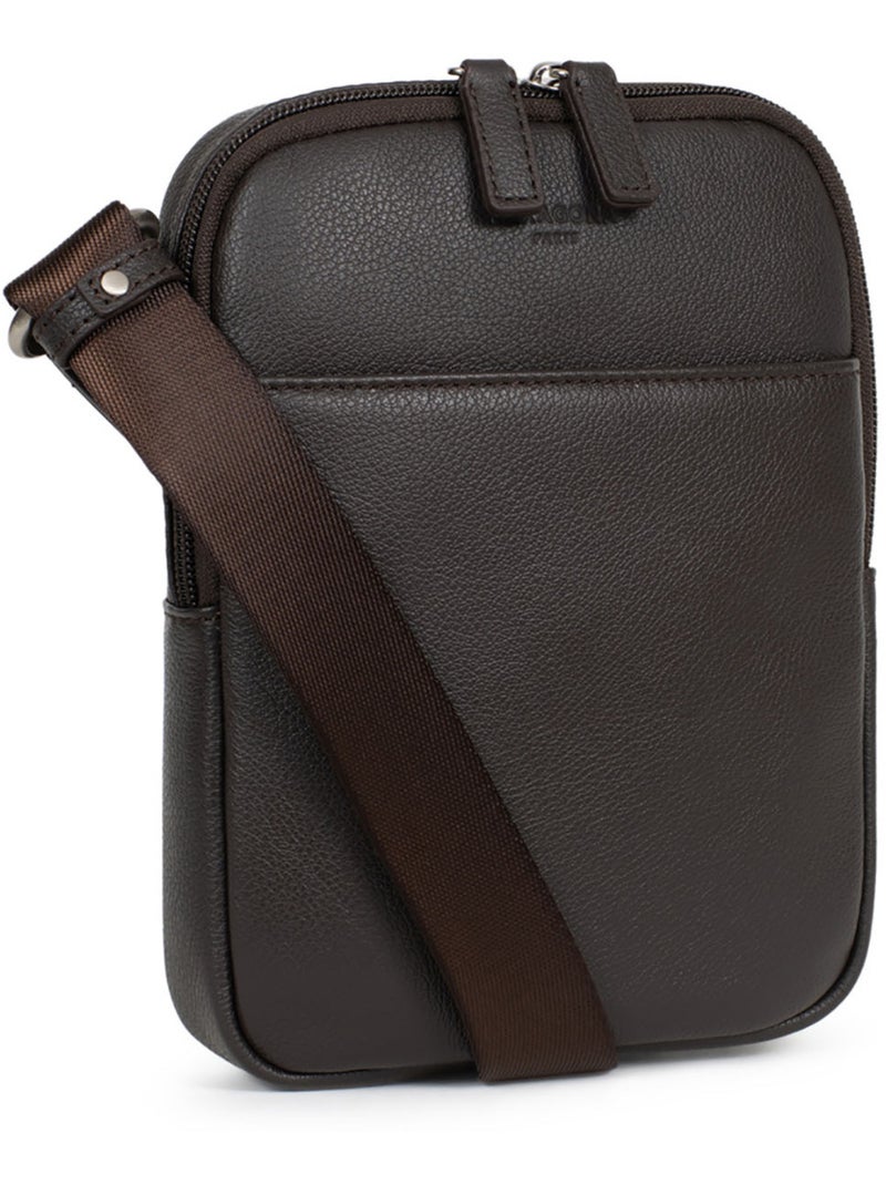 Sacoche  Cuir CONFORT Marron foncé - Kiabi