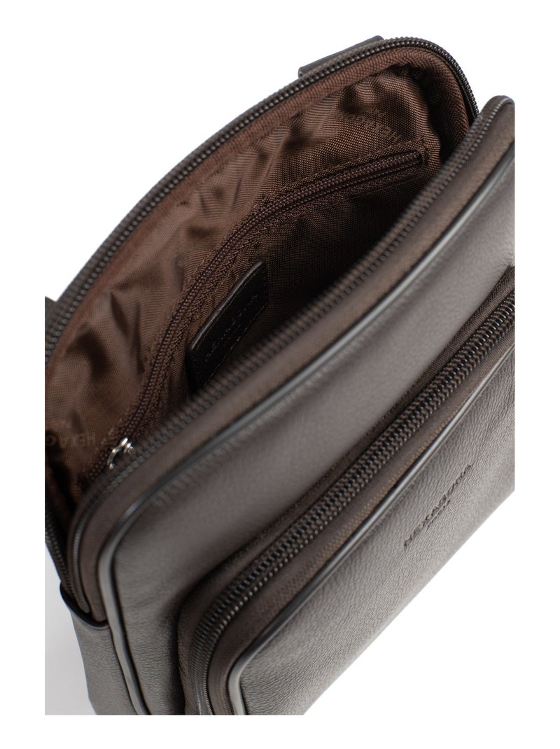 Sacoche  Cuir CONFORT Marron foncé - Kiabi