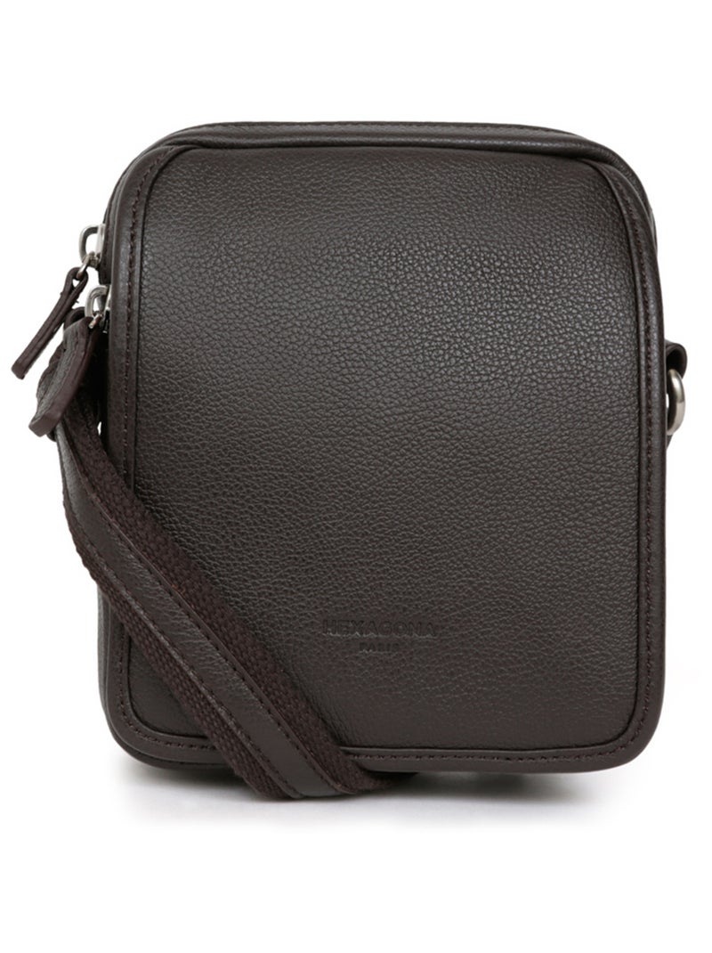 Sacoche  Cuir CONFORT Marron foncé - Kiabi