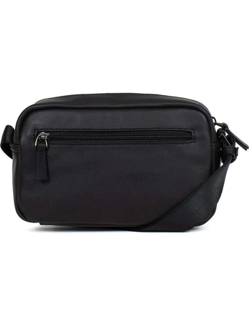 Sacoche  cuir de vachette soft studio hexagona Noir - Kiabi