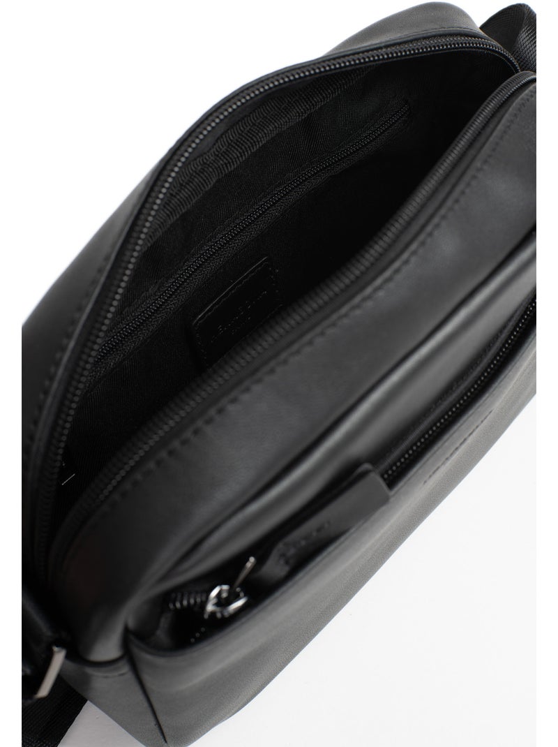 Sacoche  cuir de vachette soft studio hexagona Noir - Kiabi