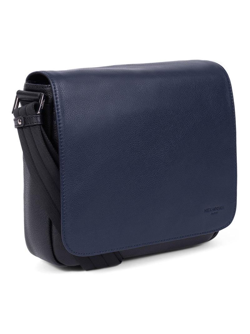 Sacoche  Cuir Duo Noir Bleu - Kiabi