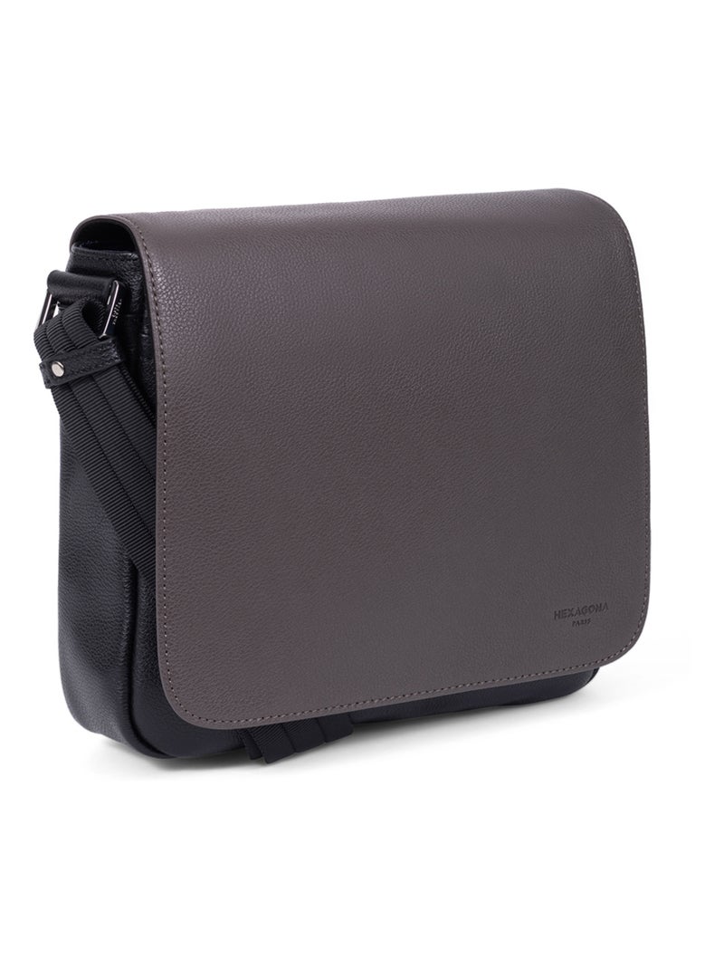 Sacoche  Cuir Duo Noir Gris - Kiabi