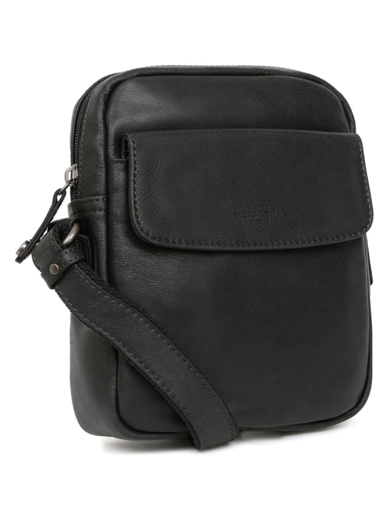 Sacoche  cuir instinct hexagona Noir - Kiabi