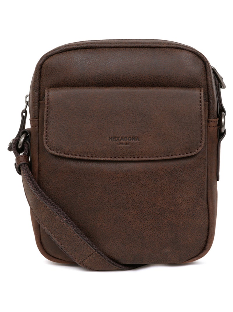 Sacoche  Cuir INSTINCT Marron - Kiabi