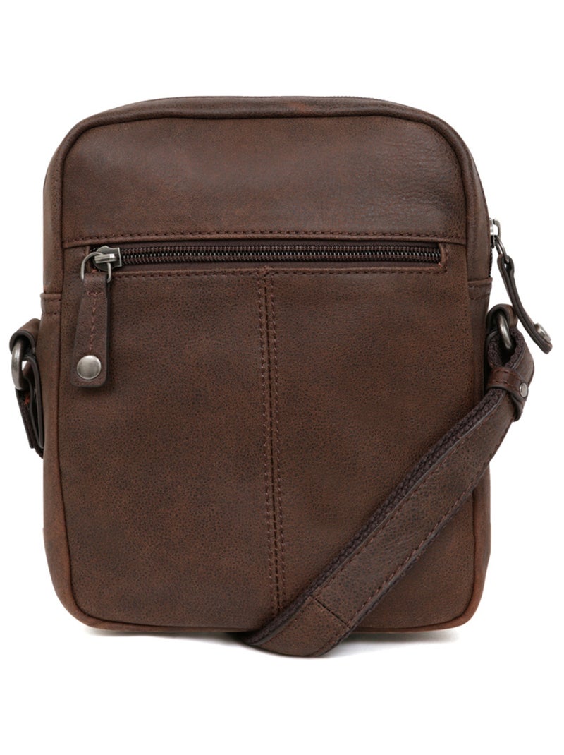 Sacoche  Cuir INSTINCT Marron - Kiabi
