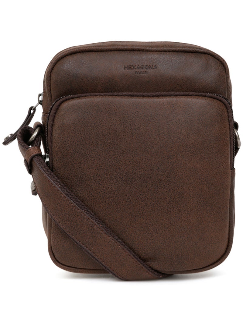 Sacoche  Cuir INSTINCT Marron - Kiabi