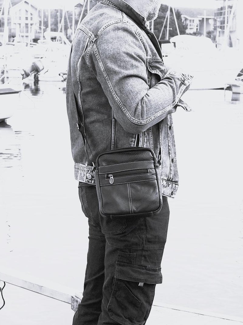 Sacoche cuir IVANO Marron foncé - Kiabi