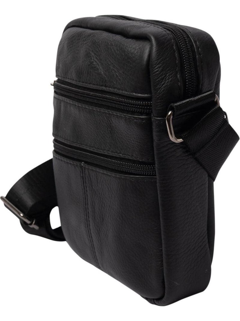 Sacoche cuir KOBES Noir - Kiabi