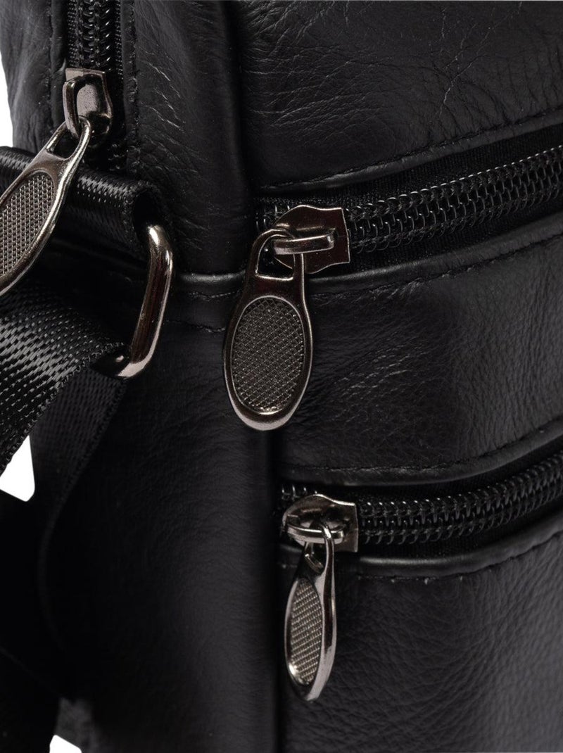 Sacoche cuir KOBES Noir - Kiabi