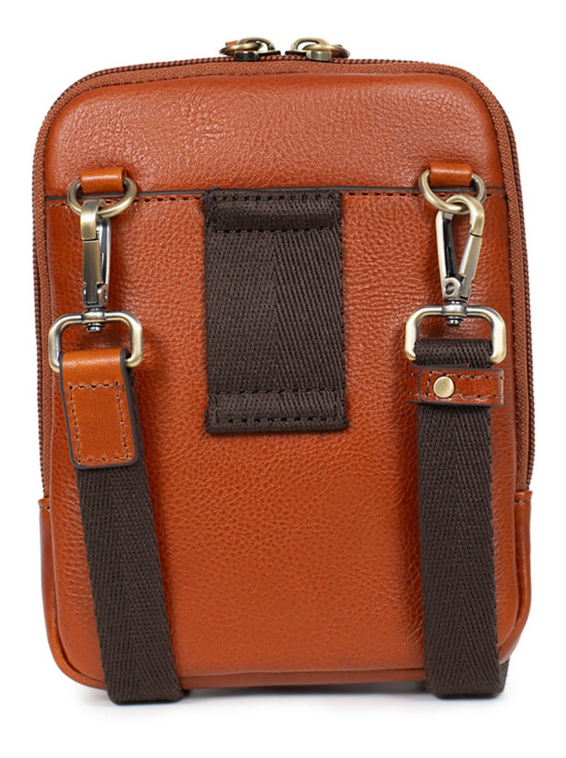 Sacoche  Cuir STUART Cognac - Kiabi