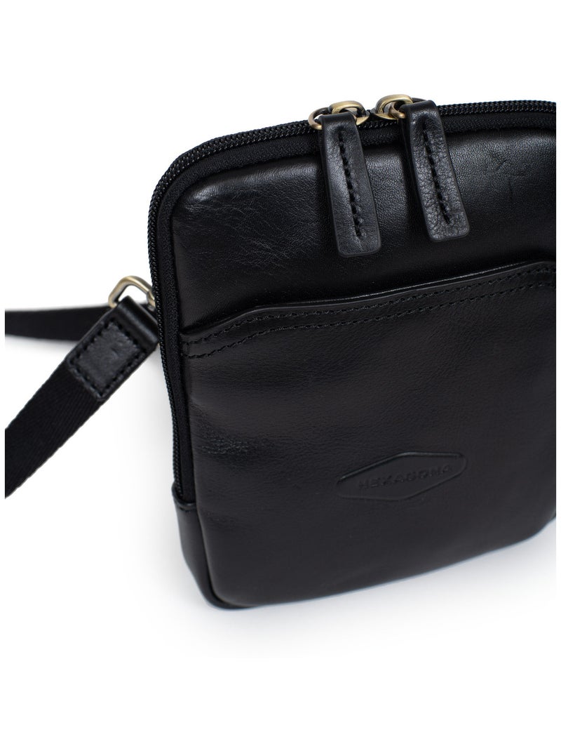 Sacoche  cuir stuart hexagona Noir - Kiabi