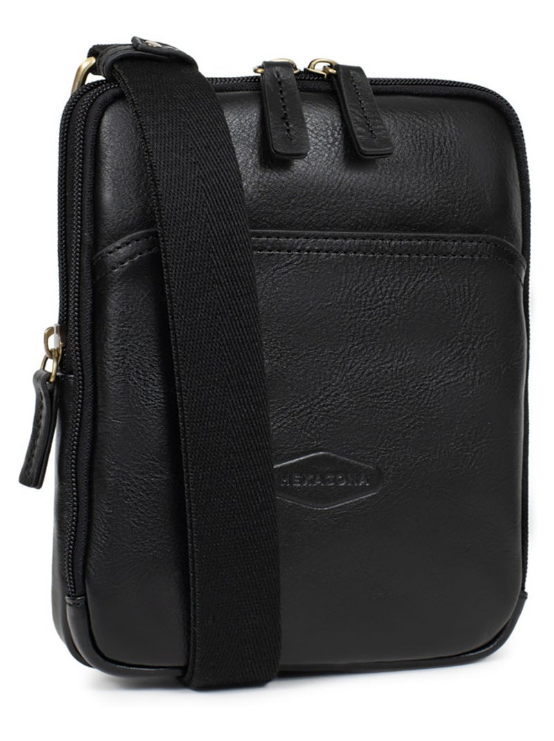 Sacoche  cuir stuart hexagona Noir - Kiabi