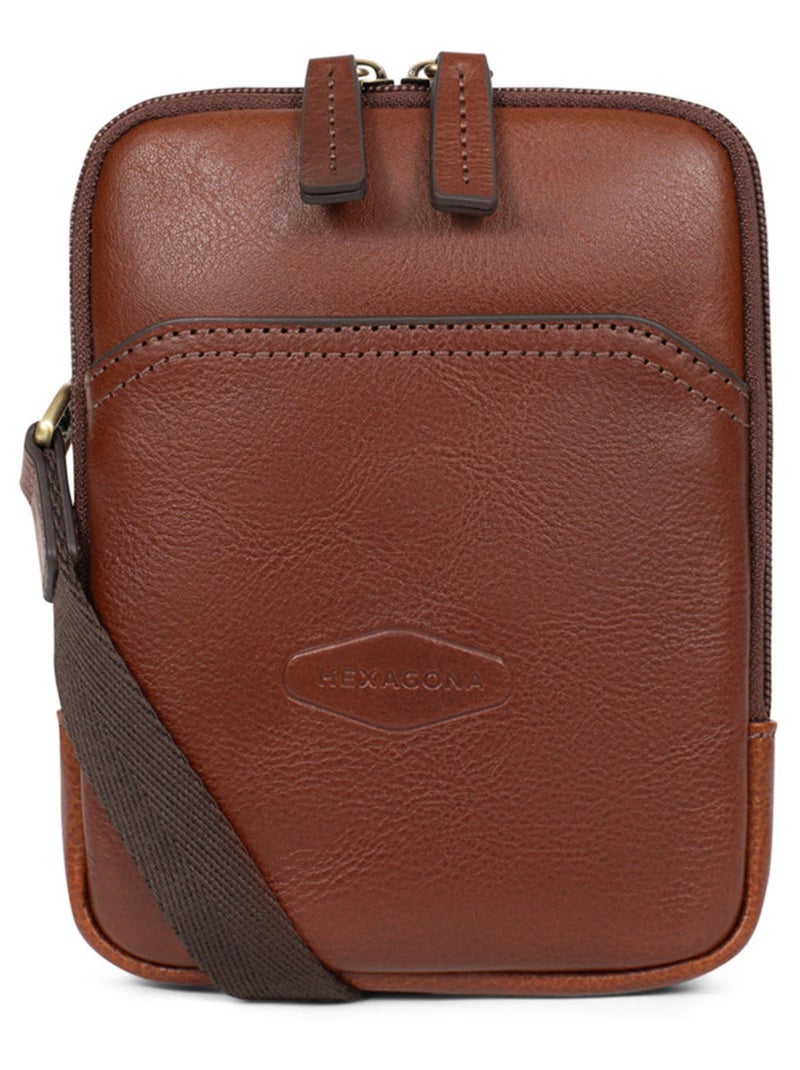Sacoche  Cuir STUART Marron - Kiabi