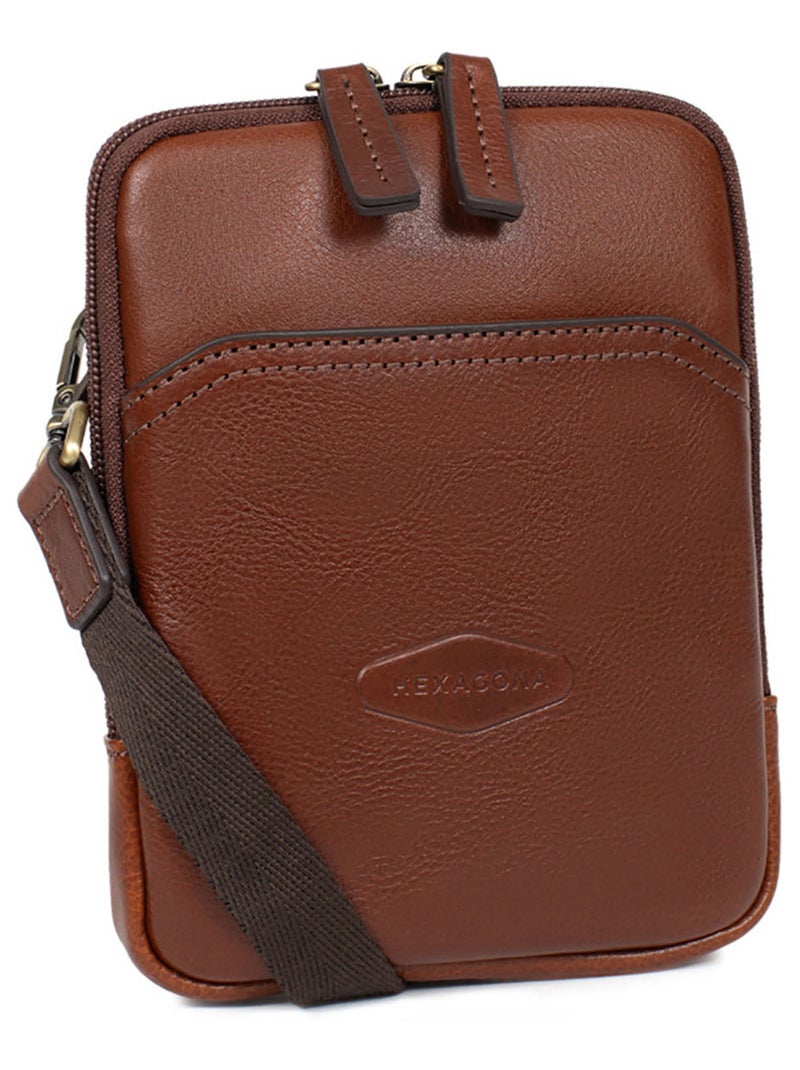 Sacoche  Cuir STUART Marron - Kiabi
