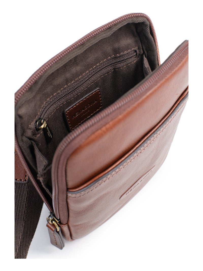 Sacoche  Cuir STUART Marron - Kiabi