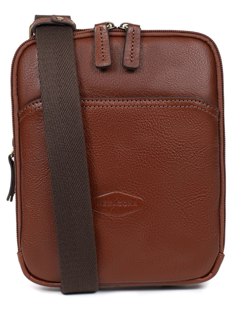 Sacoche  Cuir STUART Marron - Kiabi