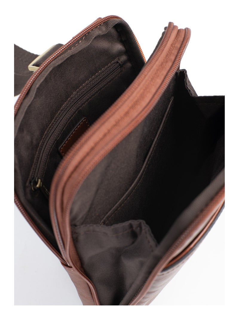 Sacoche  Cuir STUART Marron - Kiabi