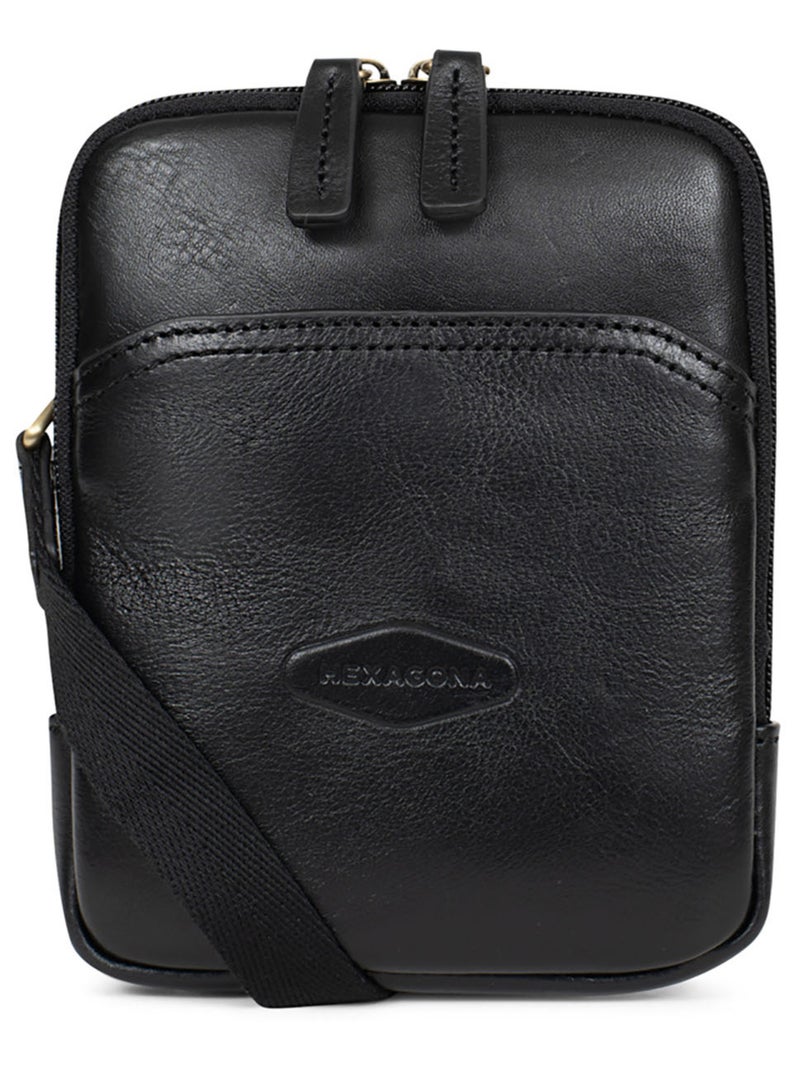 Sacoche  Cuir STUART Noir - Kiabi