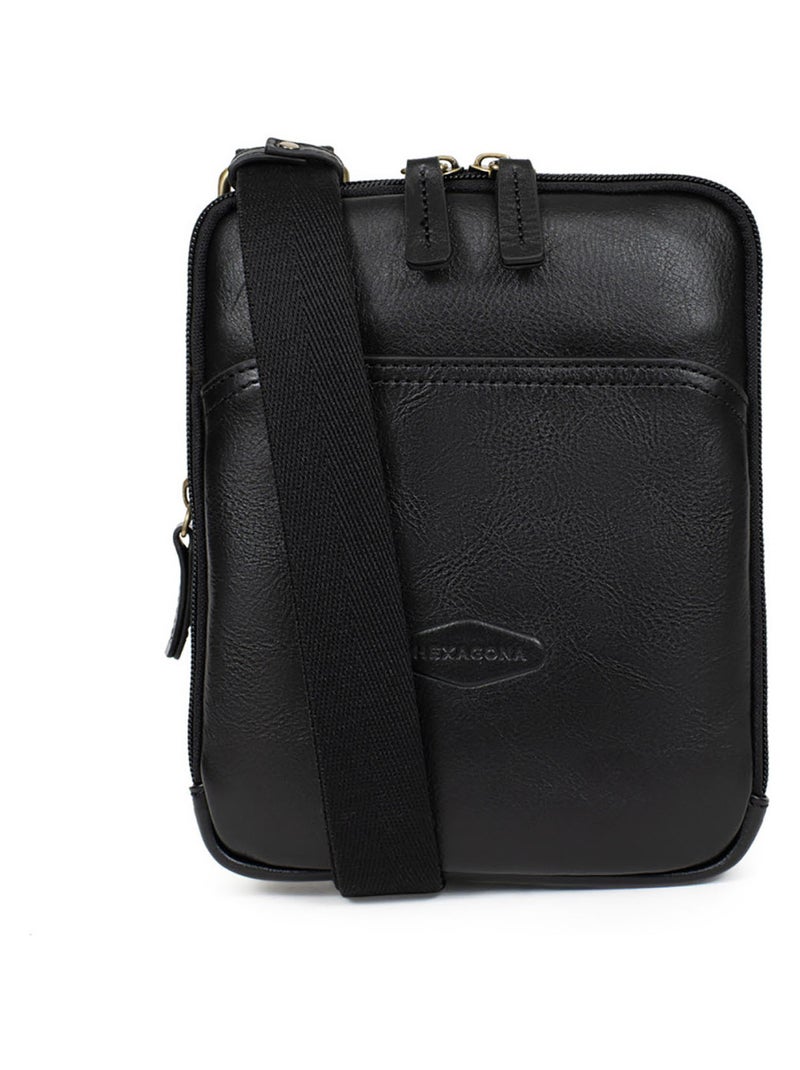 Sacoche  Cuir STUART Noir - Kiabi
