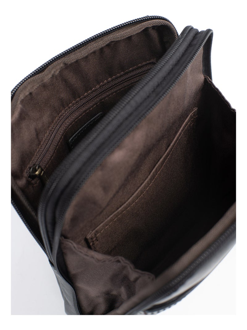 Sacoche  Cuir STUART Noir - Kiabi