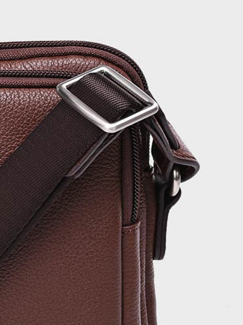 Sacoche en cuir élégante multipoches - AFIBEL Marron chocolat - Kiabi