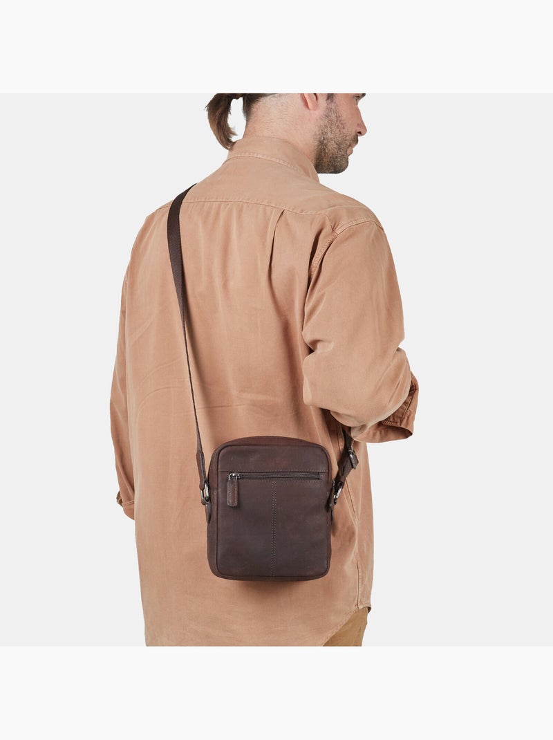 Sacoche en cuir Marron - Kiabi