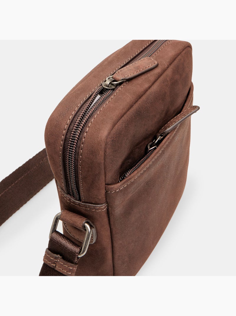 Sacoche en cuir Marron - Kiabi