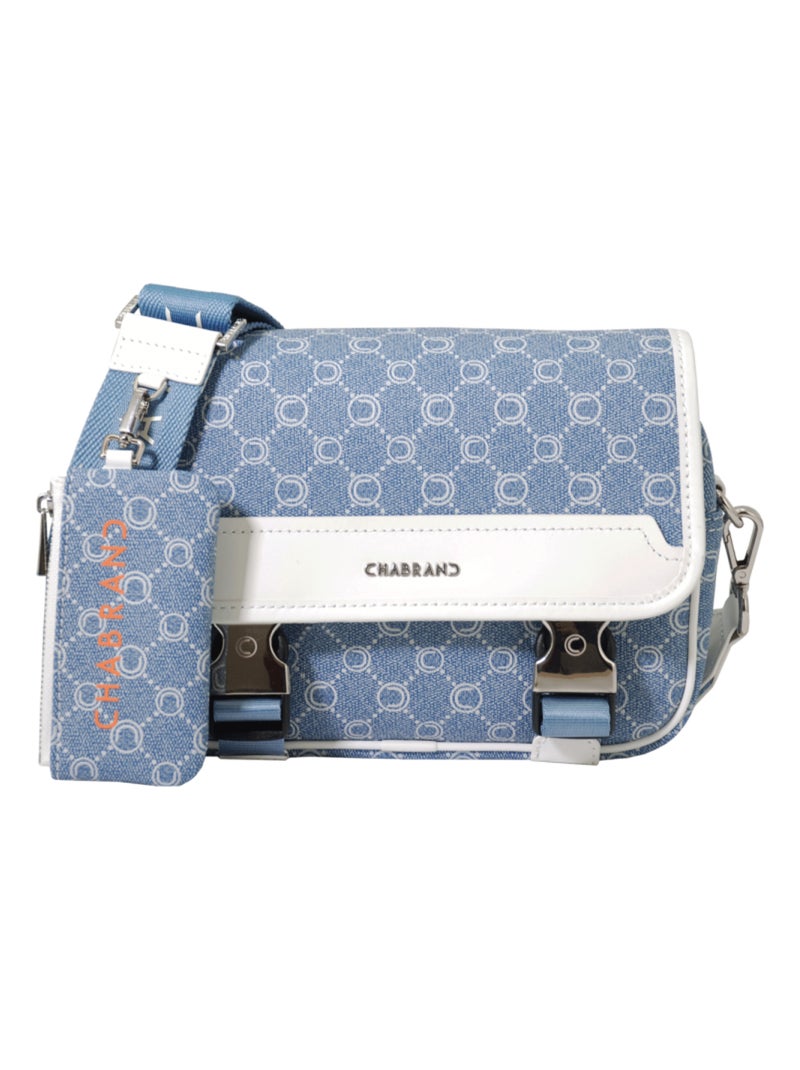 Sacoche en toile enduite siglée garnie cuir Chabrand Bleu - Kiabi