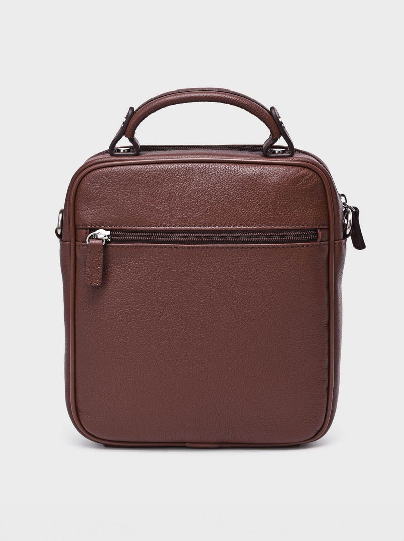 Sacoche homme élégante en cuir - afibel Marron chocolat - Kiabi