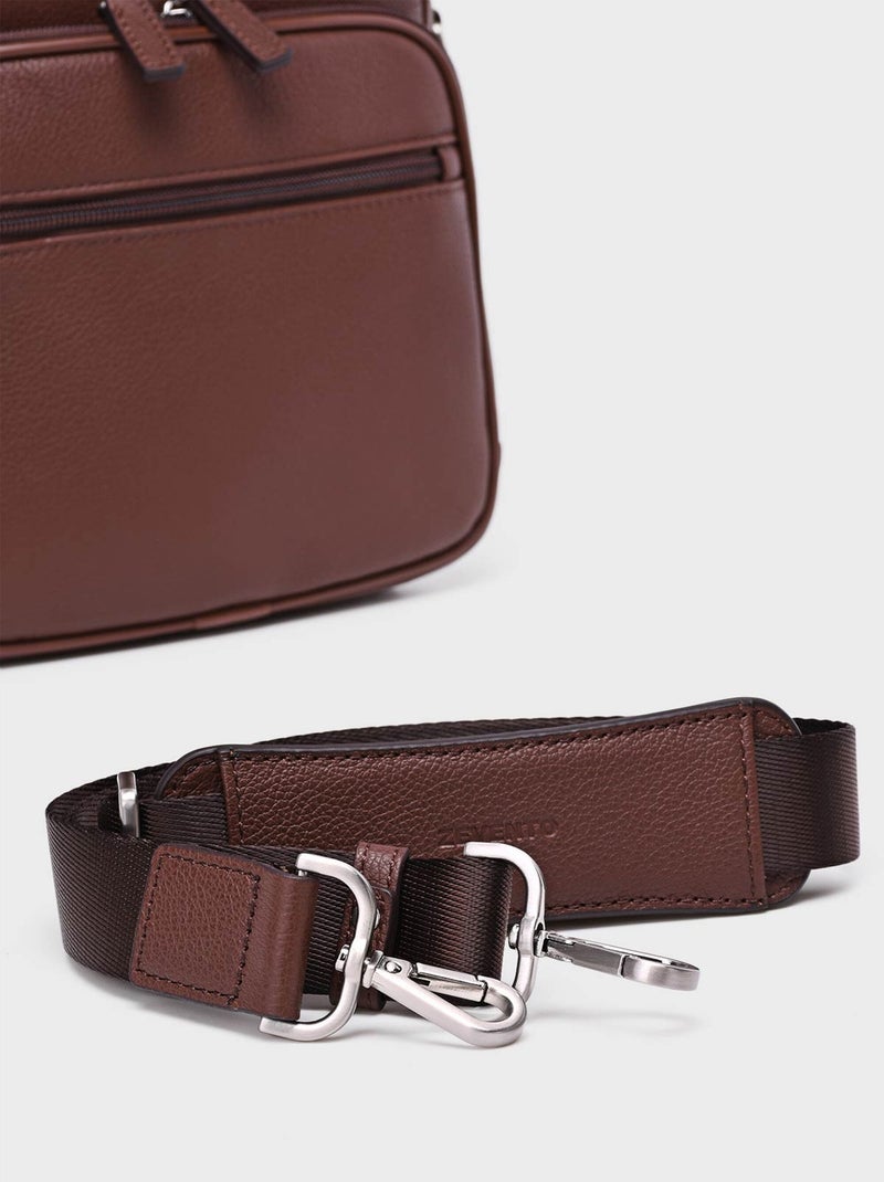 Sacoche homme élégante en cuir - afibel Marron chocolat - Kiabi
