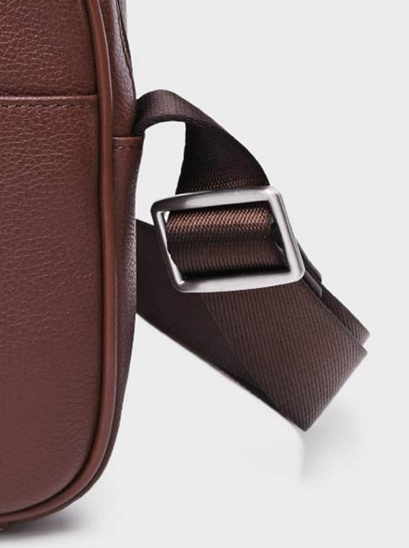 Sacoche homme en cuir avec bandoulière - AFIBEL Marron chocolat - Kiabi
