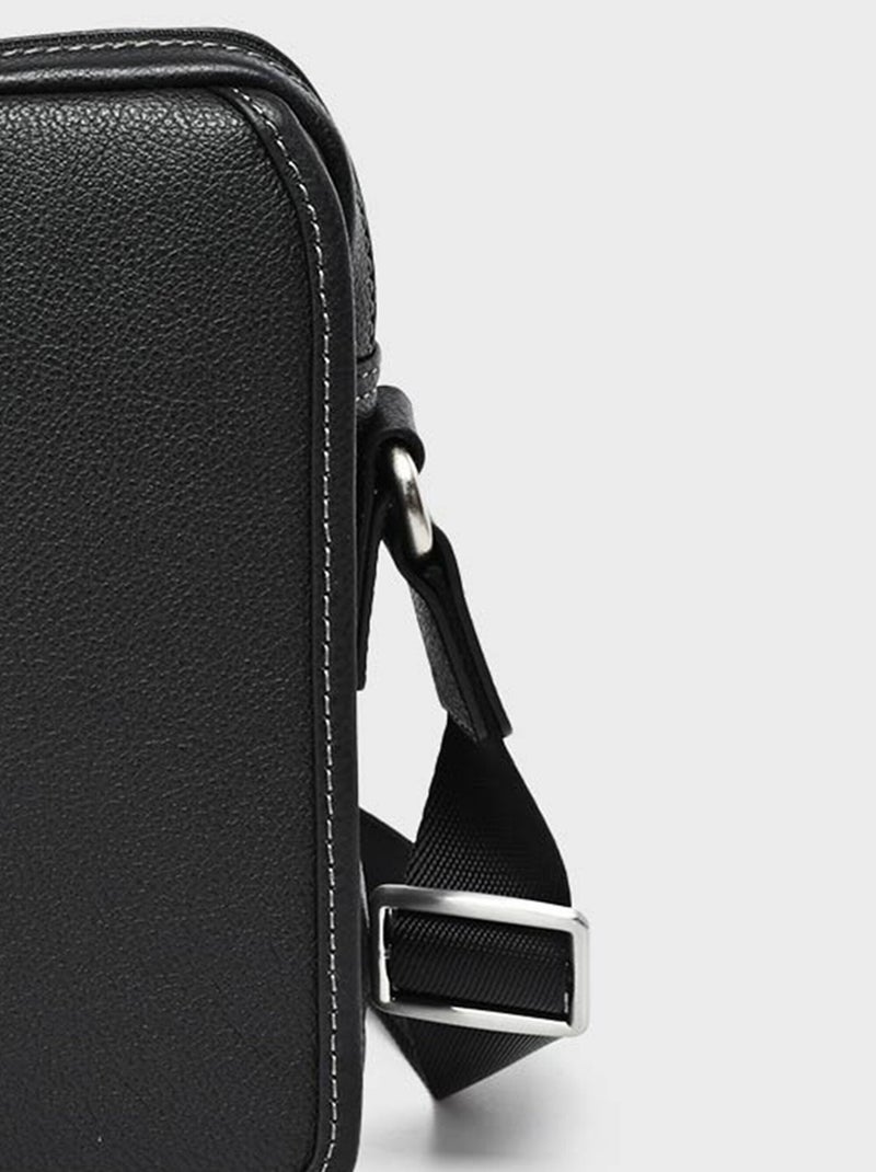 Sacoche homme en cuir avec rabat - AFIBEL Noir - Kiabi