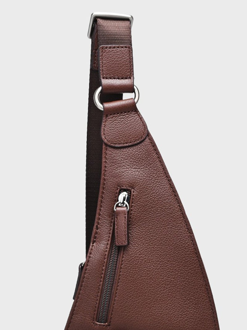 Sacoche homme multipoches en cuir Marron chocolat - Kiabi