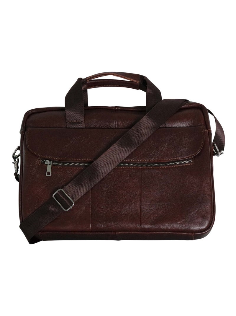 Sacoche ordinateur cuir Marron tabac - Kiabi