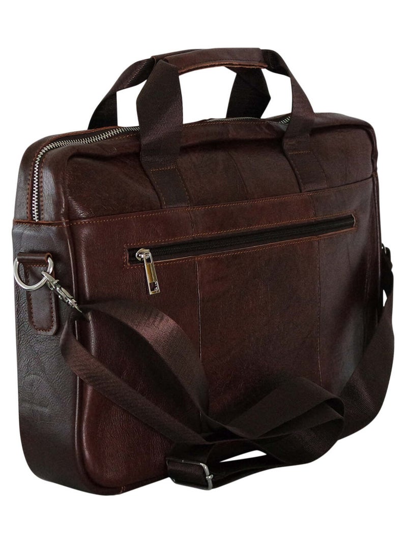 Sacoche ordinateur cuir Marron tabac - Kiabi