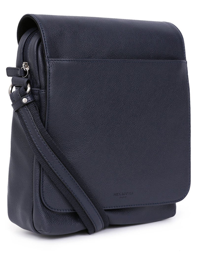 Sacoche  Tablette  Cuir CONFORT Bleu marine - Kiabi
