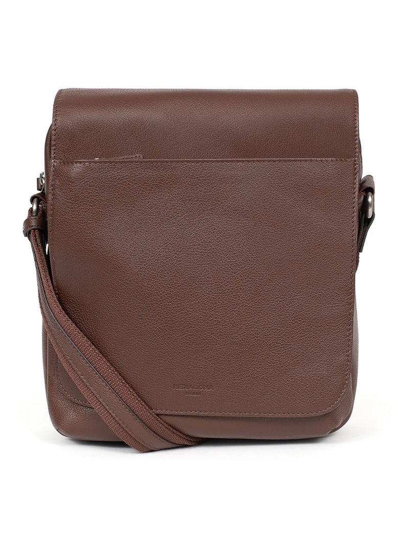 Sacoche  Tablette  Cuir CONFORT Marron chocolat - Kiabi