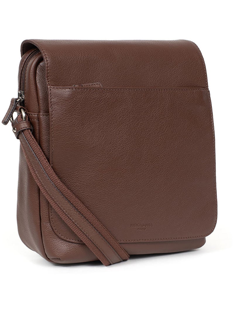 Sacoche  Tablette  Cuir CONFORT Marron chocolat - Kiabi