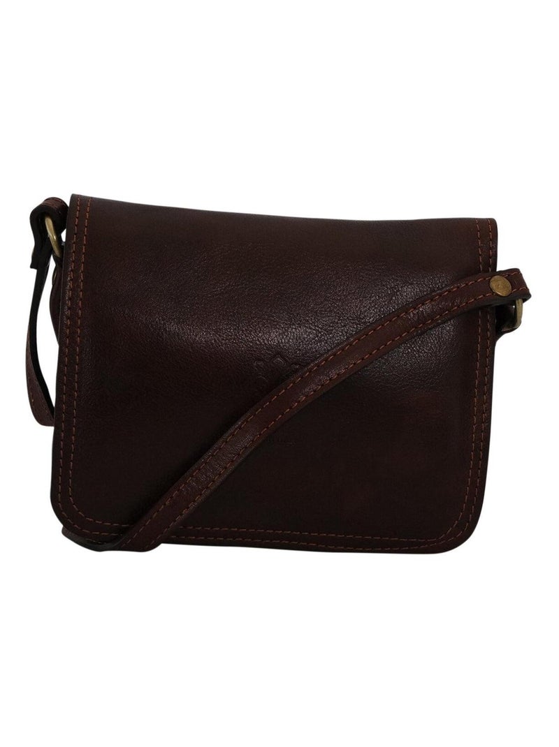 Sacoche vintage cuir italien Marron - Kiabi