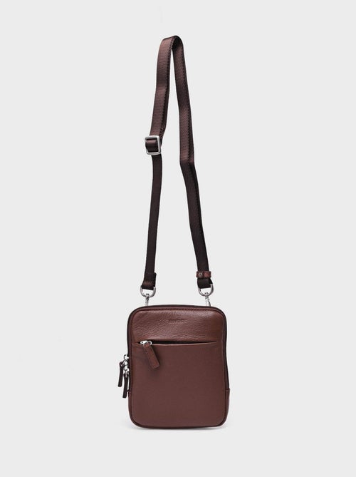 Sacoche zippée homme en cuir - Kiabi