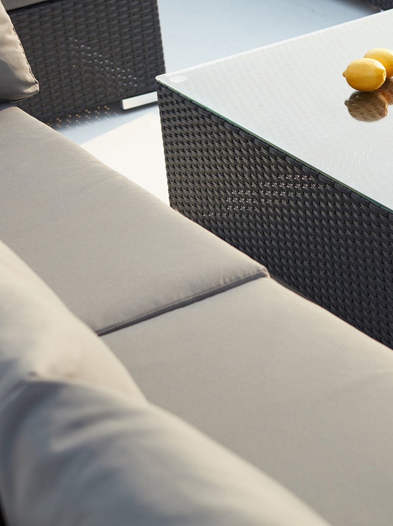 SALENTO - Salon de jardin panoramique 8 places en résine tressée noir et gris Gris - Kiabi