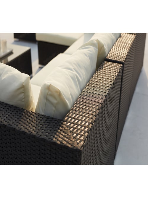 SALENTO Salon de jardin 8 places en résine tressée noir et blanc - Kiabi