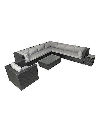 SALENTO Salon de jardin modulable 6 places en résine gris et beige