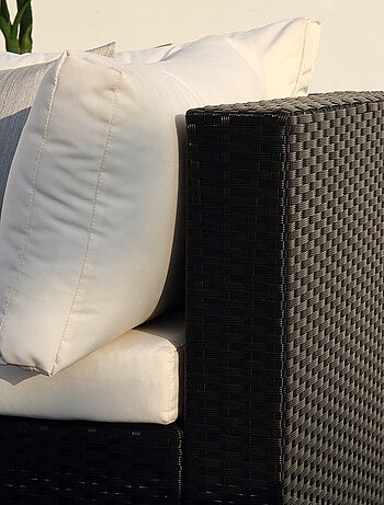 SALENTO Salon de jardin panoramique 8 places en résine tressée noir et blanc