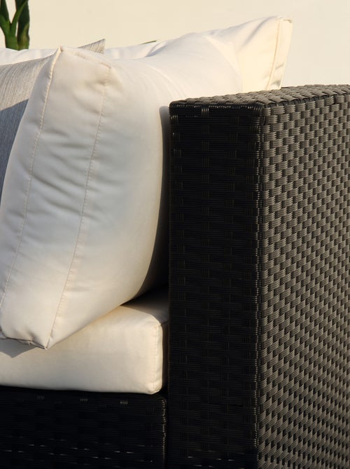 SALENTO Salon de jardin panoramique 8 places en résine tressée noir et blanc - Kiabi