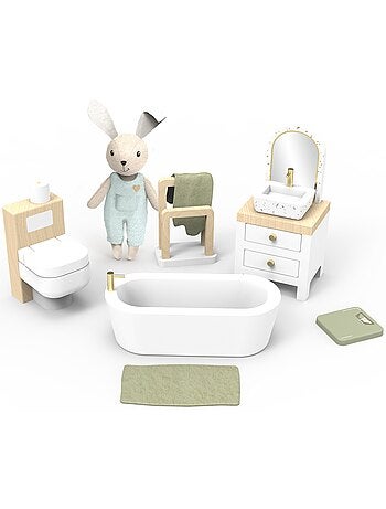 Salle de bain de la maison de poupée lapin